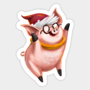 Cute Pig Drawing Sticker